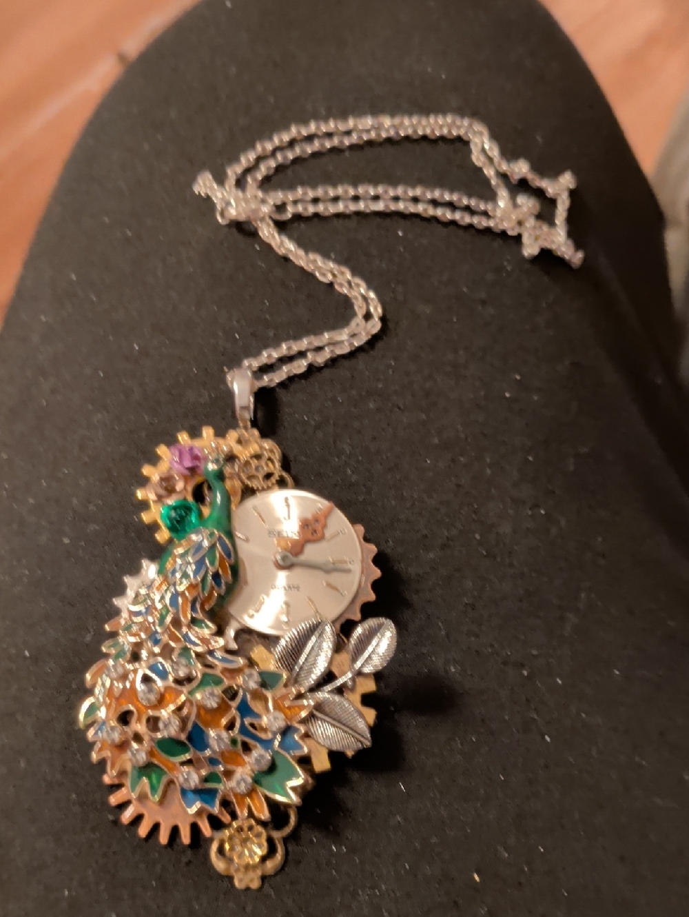 Peacock Pendant Necklace in Multicolor and Silver - Unbranded